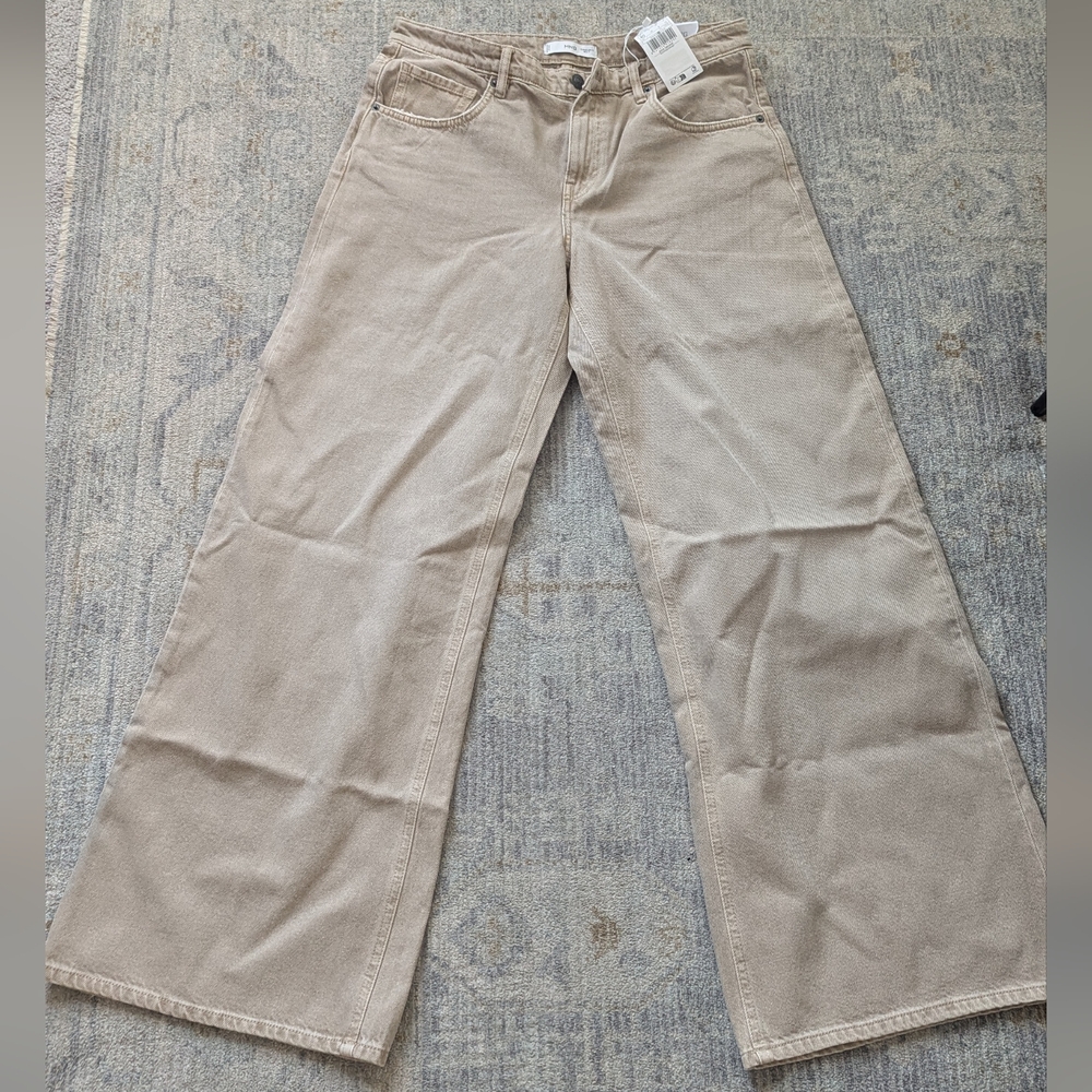 Mango Women's Beige Wide-leg Jeans